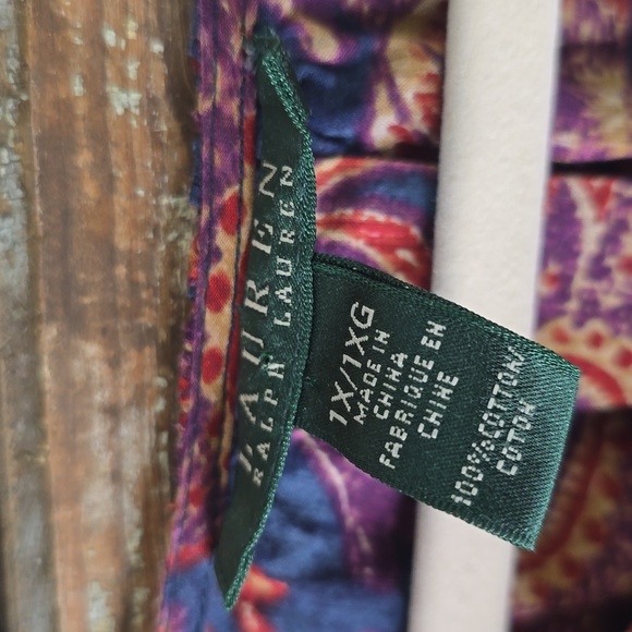 Lauren Ralph Lauren Pink and Blue Ruffled Blouse, Size 1X - Picture 3 of 4